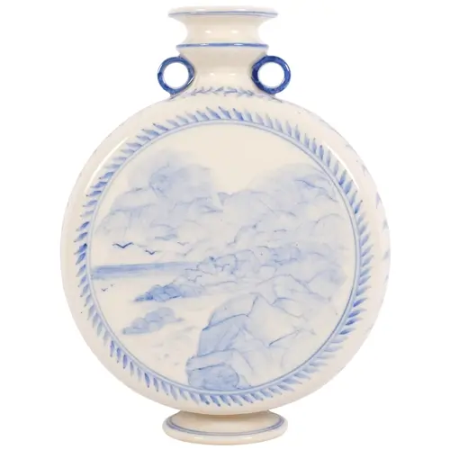 An Oriental ceramic blue and white moonflask