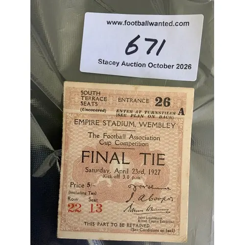 1927 FA Cup Final Football Ticket: Arsenal v Cardiff City in...