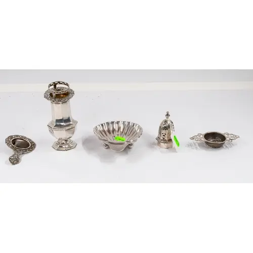 Silver: a shell butter dish, Birmingham hallmarked, a sugar ...