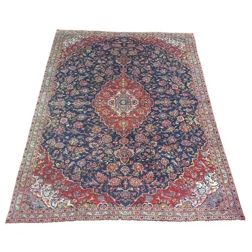 A unique Blue ground handwoven Persian Kashan Carpet with a ...