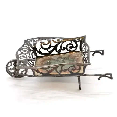 Antique 1910 silver model of a wheelbarrow by Henry Matthews...