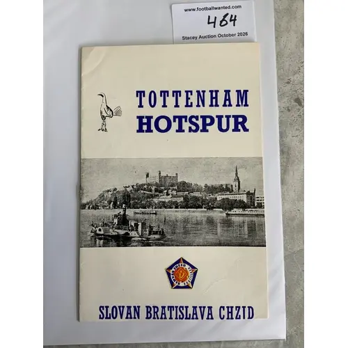 62/63 Slovan Bratislava v Tottenham Football Programme: ECWC...