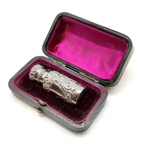 1890 silver scent bottle (in original antique case) by Arthu...