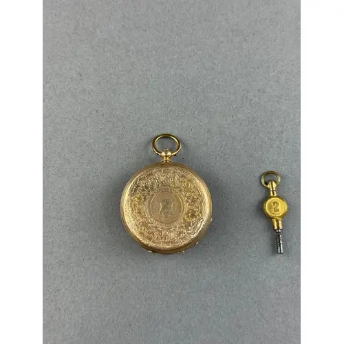 Watches: 14ct yellow gold open faced dress pocket watch, the...
