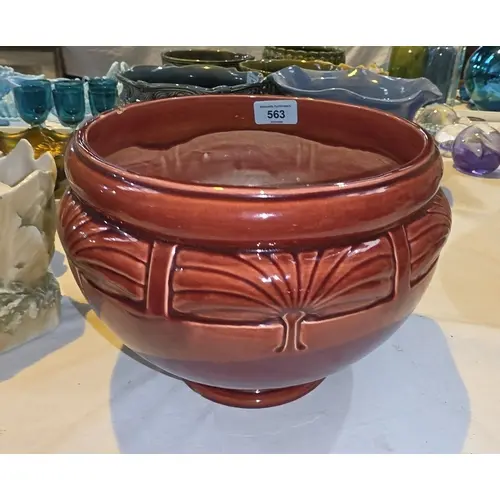 A Bretby Art Nouveau red glazed planter, height 19cm.