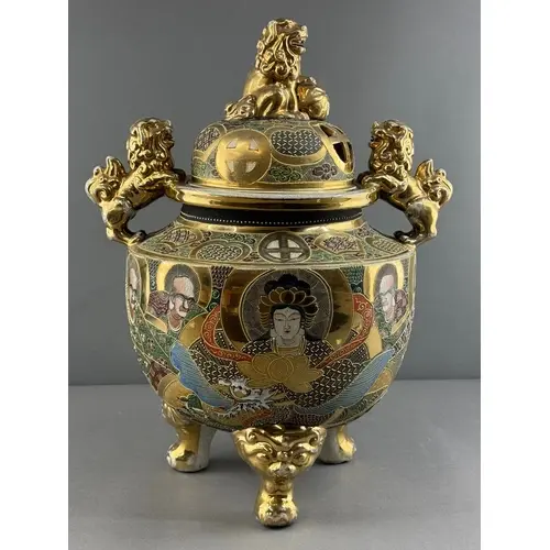 Asian Art: an early 20th century Satsuma moriage incense bur...