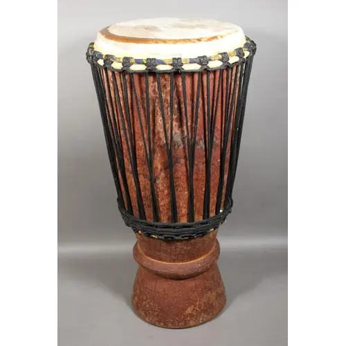 Vintage African tribal Djembe style drum with Racket Protect...