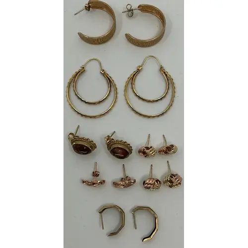 A pair of 9ct gold earrings, two other pairs 7.8g gross; fo...