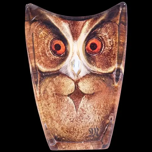 Maleras, Sweden, a small crystal glass sculpture of an owl, ...