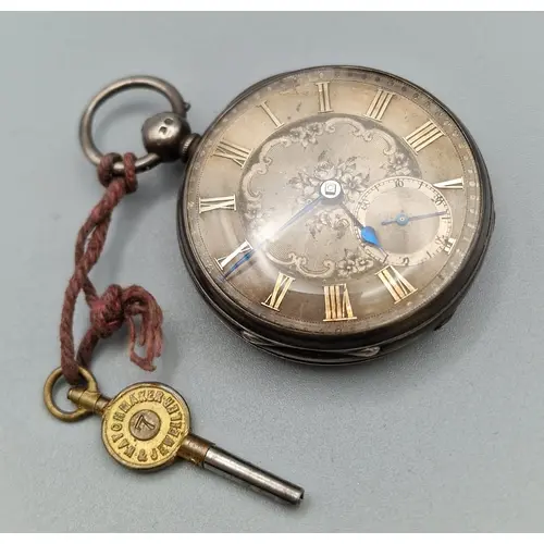 Late 19th early 20th century silver open faced pocket watch,...