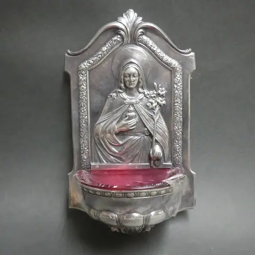 WMF - An Art Nouveau period holy water font, the intricate h...