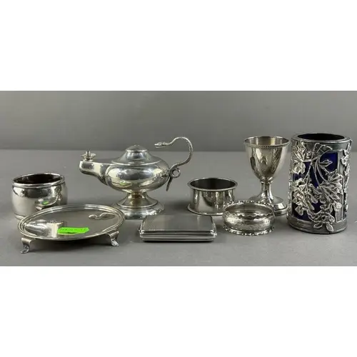Silver: an 'Aladdins Lamp' style table lighter with snake ha...