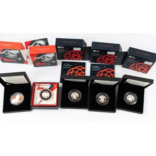 Coins: Coins: Silver proof coins, 2020 Bowie £2 coin x 2, 2...