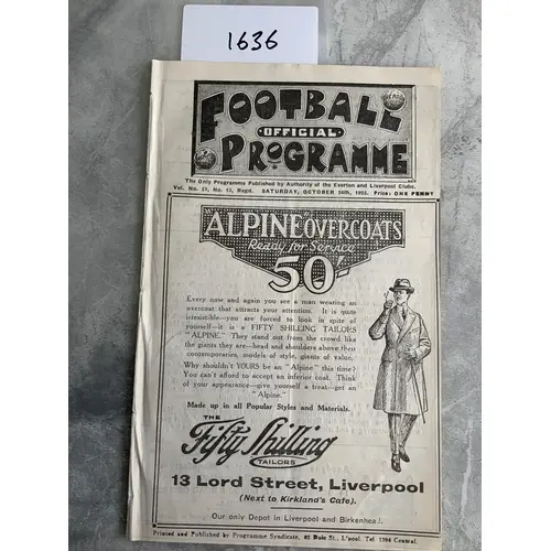 1925 - 1926 Everton v Leeds United Football Programme: Excel...