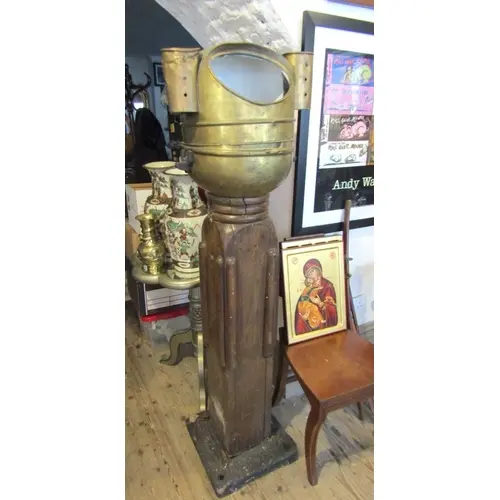 Antique Ships Binnacle Brass Mounted Carved Pillar Approxima...