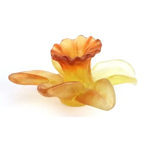 Daum - French frosted glass daffodil, signed to the base, 4c...