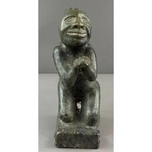 Decorative Arts: an unusual African carved green soapstone f...