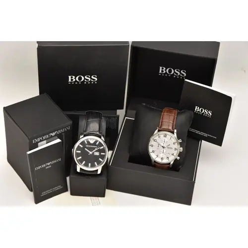 TWO GENTS BOXED WRISTWATCHES, the first a quartz 'Hugo Boss'...