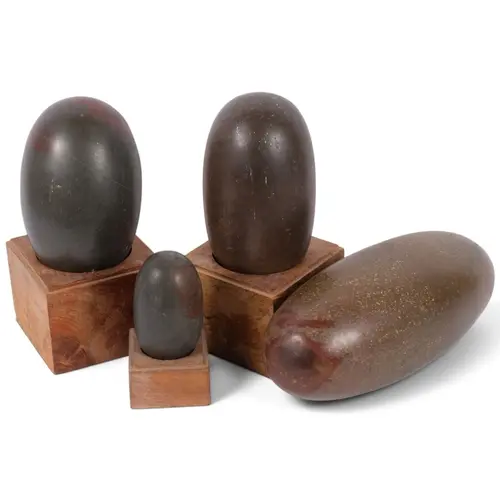 A massive Indian Shiva Lingam stone, ovoid shape, L29cm, tog...