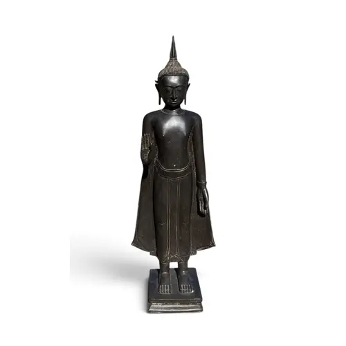 A LARGE FLOOR STANDING BRONZE SCULPTURE OF THE BUDDHA 138cm ...