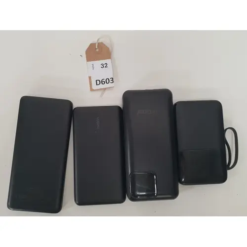 SELECTION OF FOUR POWERBANKS INCLUDING BELKIN, ANKE, AND JVG...