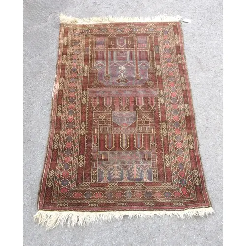 Belouch rug, with geometric centre and multiple borders, 138...