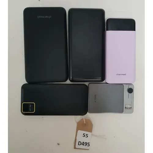 FIVE POWERBANKS INCLUDING CHARMAST, A'DAR, CHARMAST, AND BEL...
