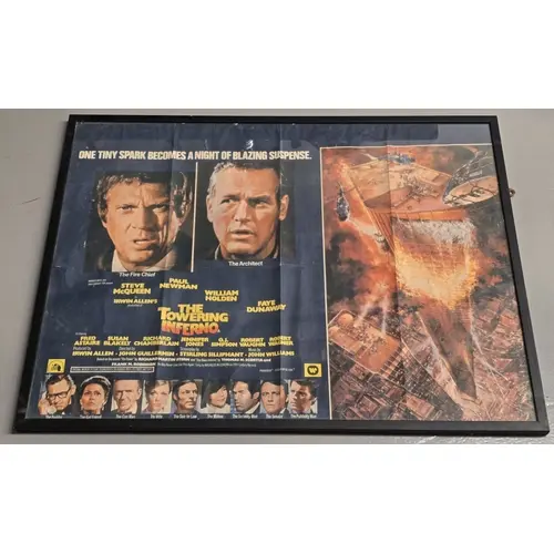 Vintage original 1970s quad framed movie poster for "The Tow...