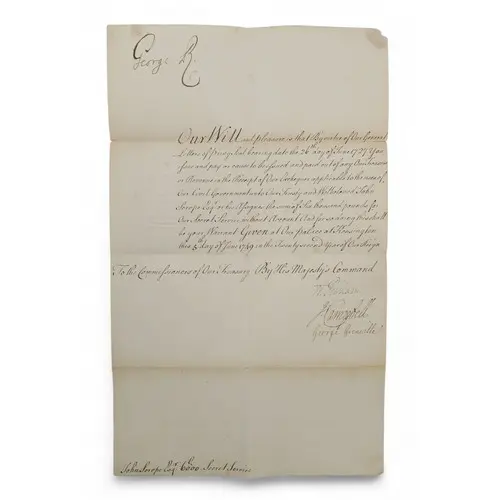 18th CENTURY ESPIONAGE A document signed by King George II, ...