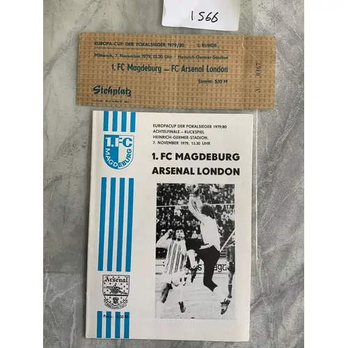 79/80 Magdeburg v Arsenal ECWC Football Programme + Ticket: ...
