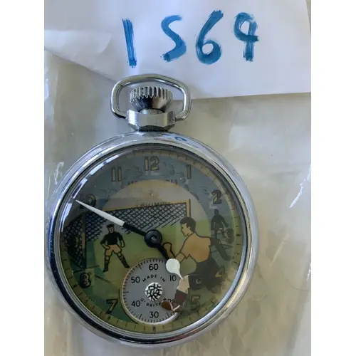 Football Pocket Watch: Ingersoll Triumph stop watch in worki...