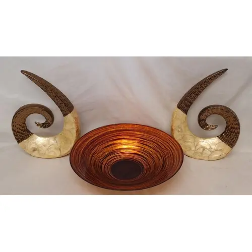 Pair Bronze Toned Sculptures in the form of swirls approx. 3...