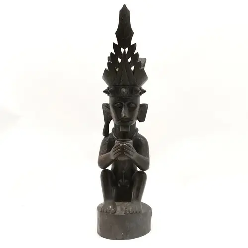 Indonesian hand carved ancestral figure - 50cm & has shrinka...