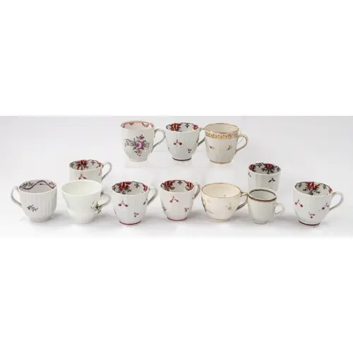 Ceramics: Four English porcelain coffee cups, late 18th/earl...