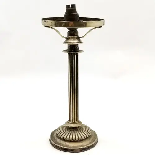 Hukin & Heath antique silver plated fluted column lamp with ...