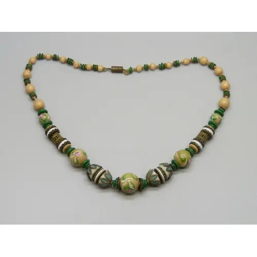 A circa 1930s Art Deco Czech necklace with glass and gilt en...