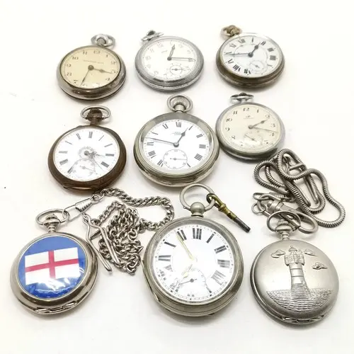 9 x antique / vintage pocket watches inc Lip standard etc - ...