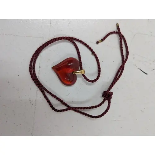 A Lalique red glass heart pendant necklace Location: C1 If t...