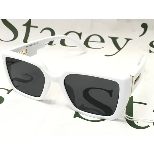 White DIOR Sunglasses made in Italy, with a gold-finish meta...