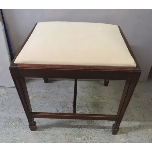 Vintage Mahogany Piano/Footstool with square cushion to top,...