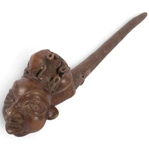 An African bronze ceremonial pipe, Bamileke People, Grassfie...