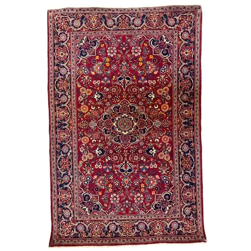 A 20th century Northeast Iran Mashad wool hand-woven floor c...