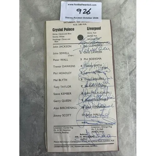70/71 Signed Liverpool Football Team Page: Team page cutting...