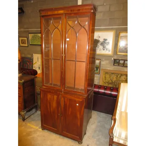 Late Georgian Mahogany Cabinet Bookcase, 86x31x217cm h