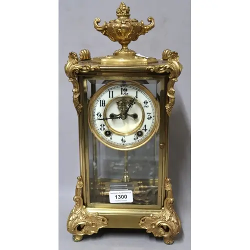 Late 19th / early 20th Century French gilt brass four glass ...