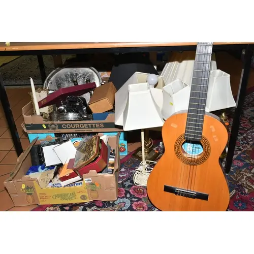 THREE BOXES AND LOOSE OF GENERAL HOUSEHOLD ITEMS to include ...