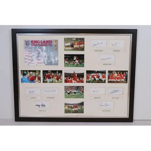 Football Autographs - Framed & glazed World Cup 1966 England...