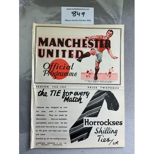 1936 - 1937 Manchester United v Birmingham City Football Pro...