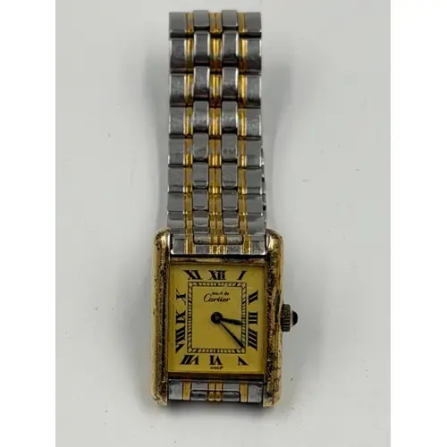A Must de Cartier watch on jubilee bracelet, with spare link...