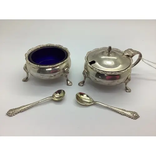 A Hallmarked Silver Lidded Mustard and Matching Salt, EBss, ...